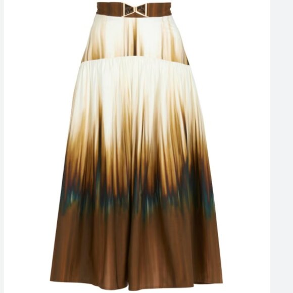 Silvia Tcherassi Damla Tuscan Sunset Degrade-Print Cotton Skirt Whimsical Artsy - Picture 2 of 16
